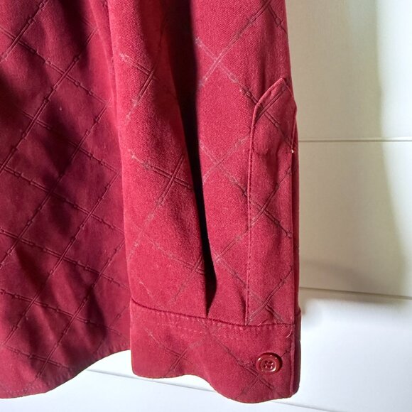 Talbots Long Sleeve Button Up Stretch Burgandy Faux Suede -Horse Bits in Design - Picture 5 of 7